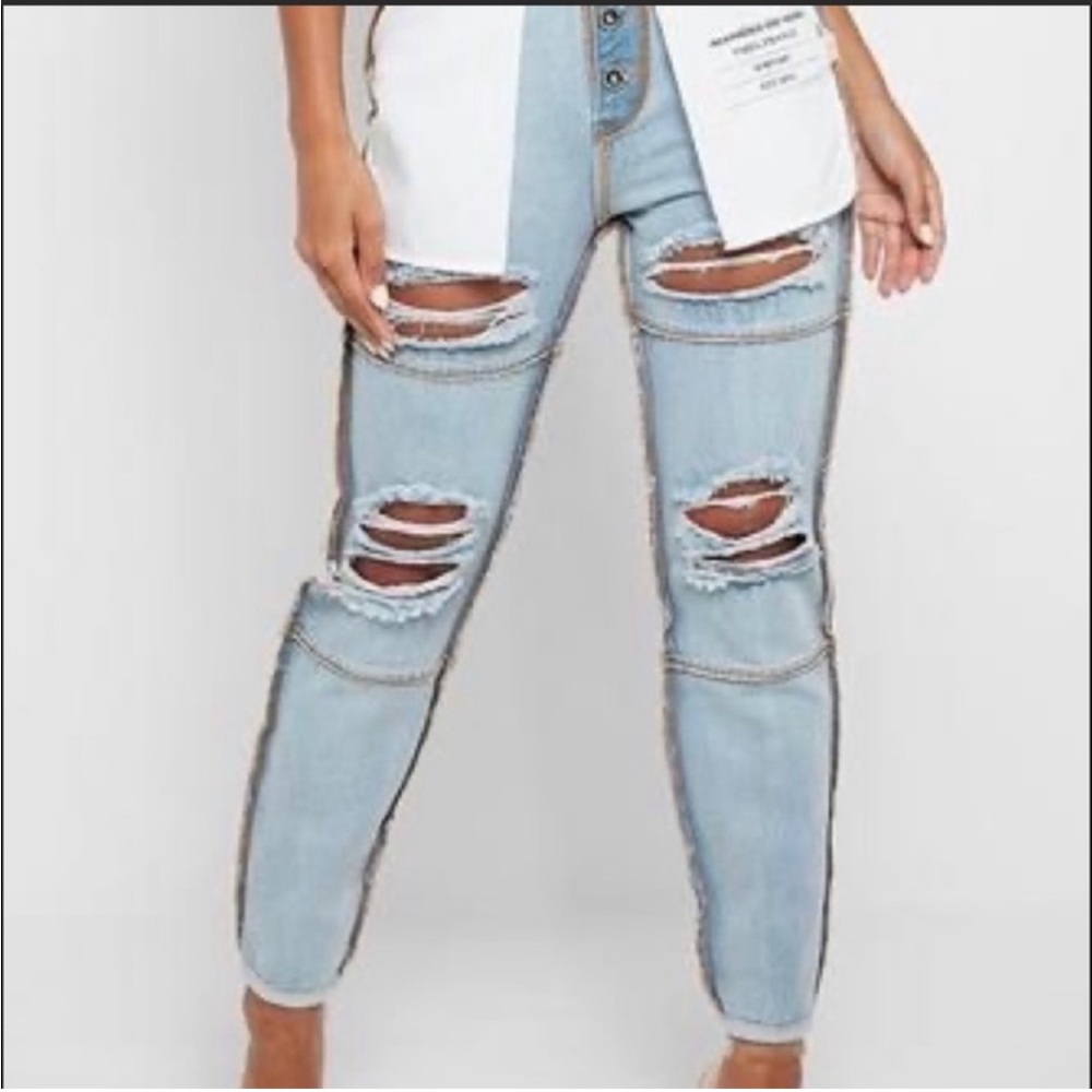 Maniere de Voir Inside Out Blue Denim Pants